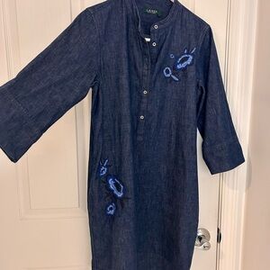 Lauren Ralph Lauren Dark Denim Dress with Blue Accents